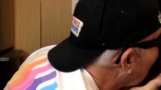 Gloryhole amateur DILF deep sucks cock